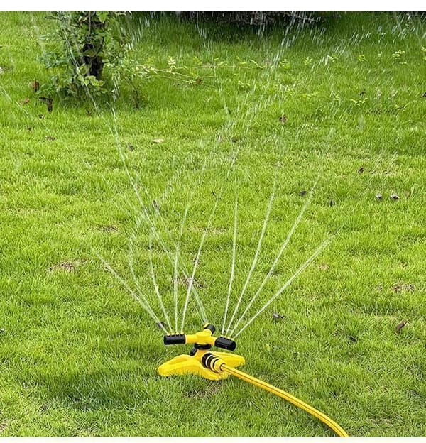 Trädgårdssprinkler - 360 graders vattning med 3 svängarmar - Roterande vattensprinkler med 12 munstycken, Pel bevattningssystem