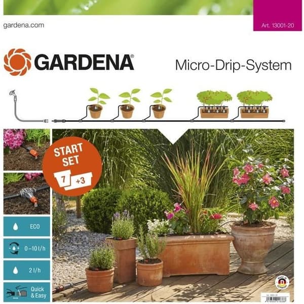 Droppbevattningssats för växter i kruka M - GARDENA - Micro-Drip - Lämplig för 7 krukor