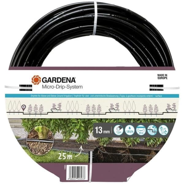 Slangförlängning med inbyggda droppar - GARDENA - 25 m - Nedgrävd och ovan jord