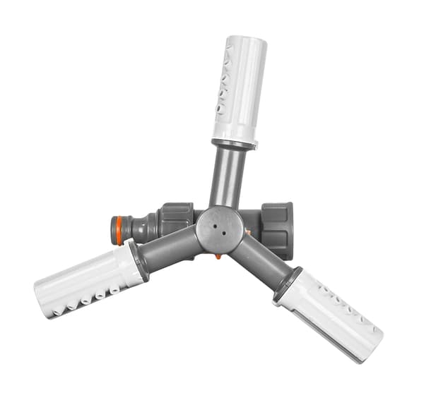 5 tuotteen paketti. WHITE LINE 3-arm rotating sprinkler on spike - blister