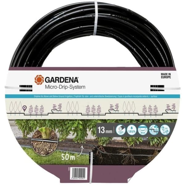 Slangförlängning med inbyggda droppar - GARDENA - 50 m - Nedgrävd och ovan jord