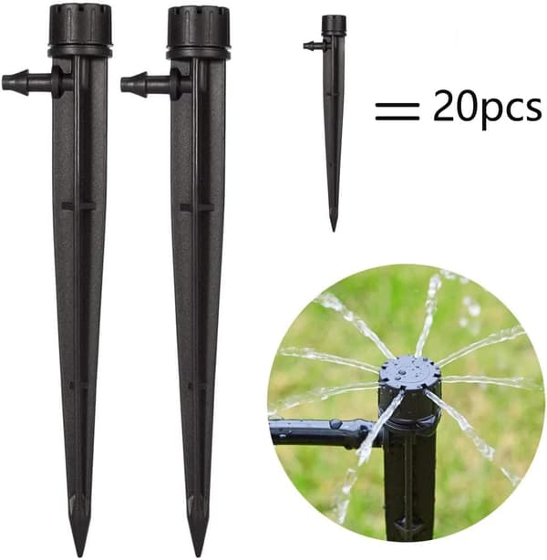 Justerbara Mikrodroppbevattningssprinkler 20-pack - Röd/Svart, UV-beständig Plast Bevattningsmunstycke, 360° för Trädgård