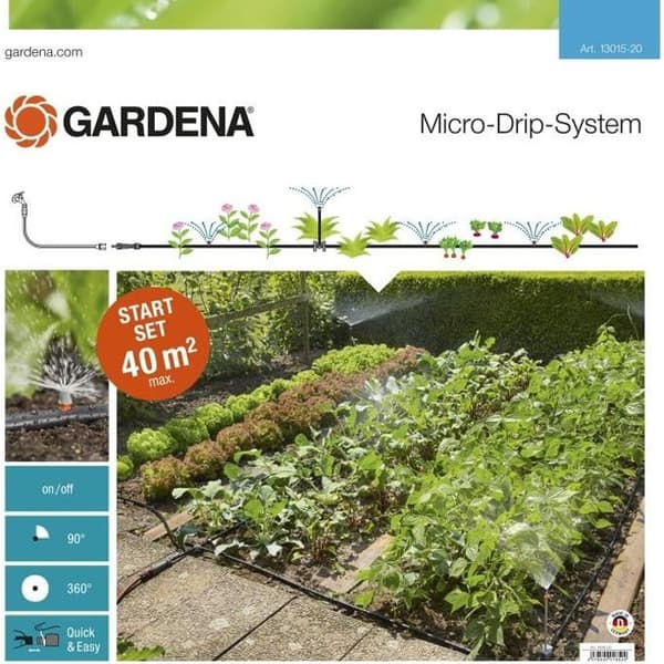 Komplett droppbevattningssats för rabatter och grönsaksträdgårdar - GARDENA - Micro-Drip® - Bevattning 40m²