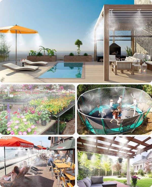 OBOSOE Garden Cooling System with Mist – Ulkojäähdytyssarja kasvihuoneeseen ja takapihalle