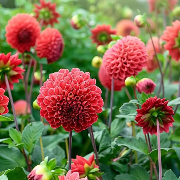 Dahlia-knolde - Sæt med 4 - Dahlia 'Bouqet Sunset' - Blomsterløg