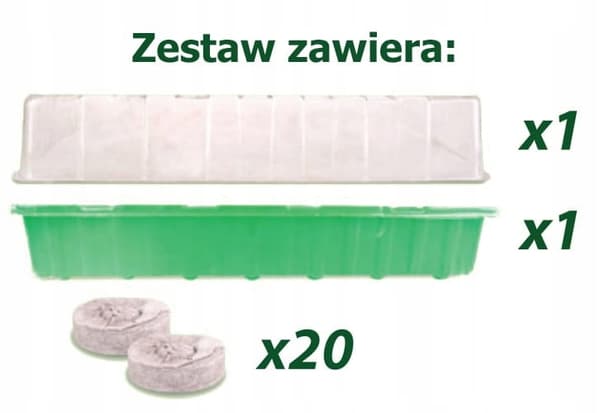 Miniväxthus + kokosnötskivor 54x15x11cm 20 hål
