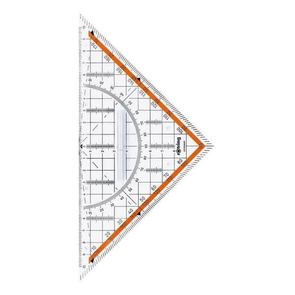 rOtring Centro geometrisk kvadrat med handtag, hypotenusa 23 cm, med gradering 20 cm