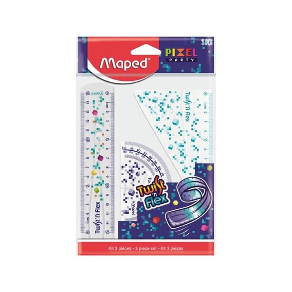 Mini okrossbar 3-delad spårningssats - Mappad - Geometriverktyg - 15 cm linjal, 60° fyrkant, 180° gradskiva