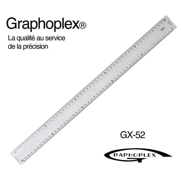 Transparent linjal 2 fasar + prägling 50 cm - Graphoplex {färg}