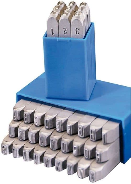 Gravurem - 10708000 -S Set med bokstäver och siffror för att stansa 0-9 + A-Z, - (36 stycken) / 8mm