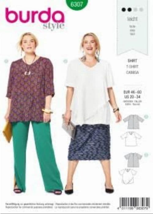 Linjal - fyrkantig Burda - 6307 - B Symönster, papper, vit, 46-60