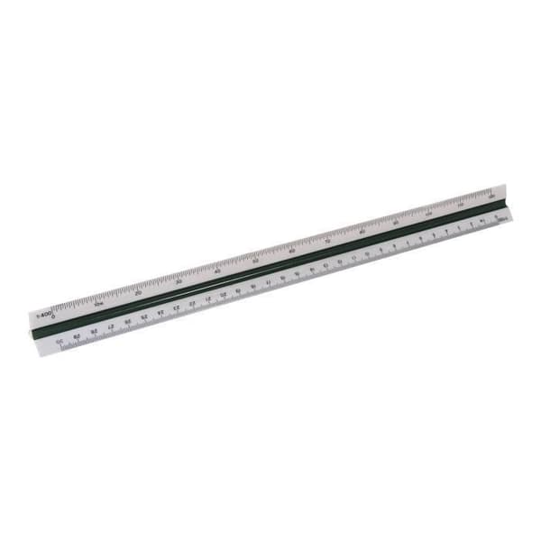 M+R Architect triangulär reduktionsskala linjal 30 cm 1:100, :200, :250, :300, :400, :500 vit polystyren