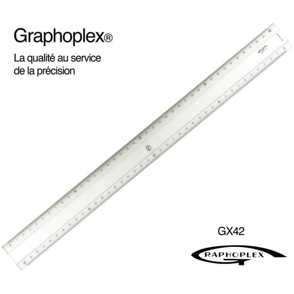 Transparent regel 2 fasetter + bulor 40 cm