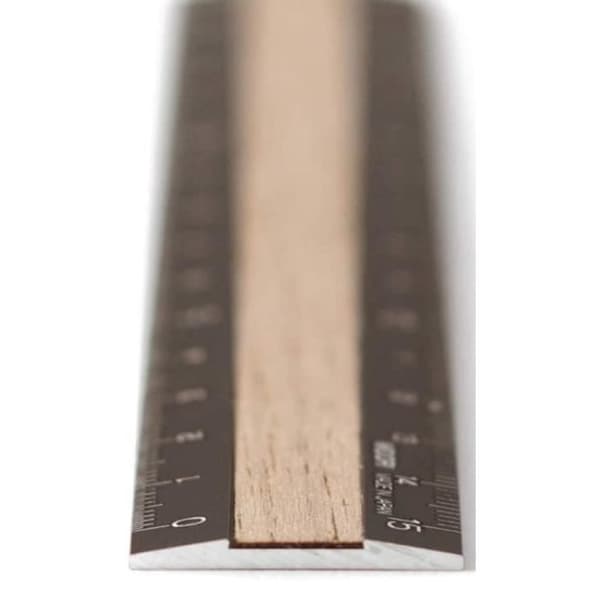 Japan import linjal 15cm, brunt trä