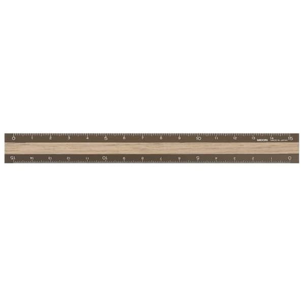 Japan import linjal 15cm, brunt trä