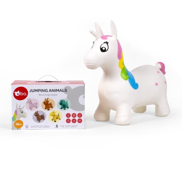 bo. Jumping animal White unicorn