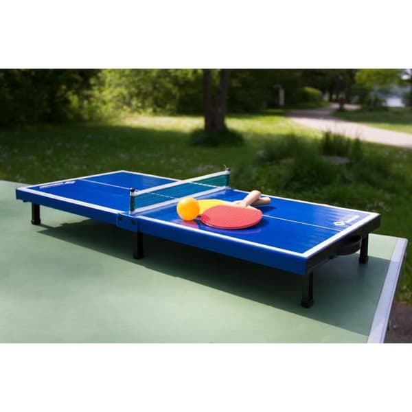 Set mini ping pong-bord - SCHILDKRÖT - Mini-bord 68x33x9 cm - 2 mini-racketar i PVC - Boll i ABS - Nät - Fällbart bord