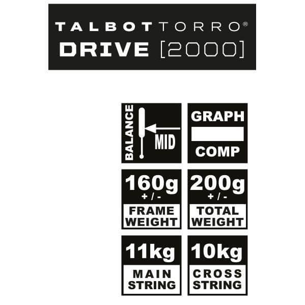 Racket - TALBOT TORRO - DRIVE 2000 - US 500 sträng - 500 cm² huvud - 19 mm/160 g ram - 200 g