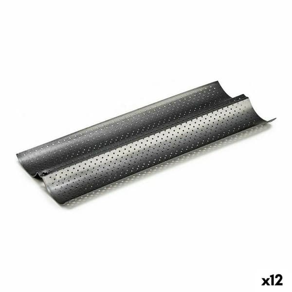 Baguetteplåt Kinvara CK62863-21 Mörkgrå Metall Kolstål 16 x 2,5 x 38 cm Bröd (12 antal)