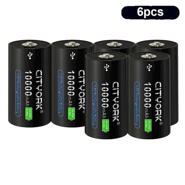 Uppladdningsbart batteri i storlek D, USB-laddning, litiumjon