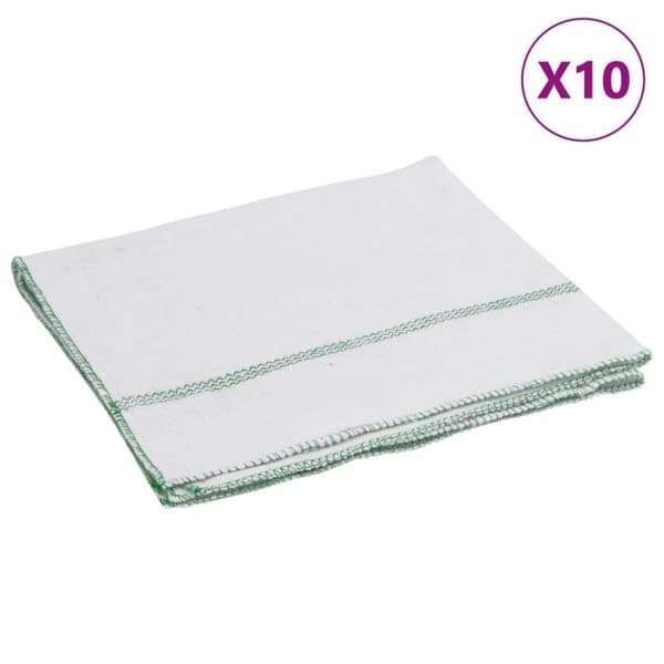vidaXL puhdistusliinat 10 kpl valkoinen vihreillä raidoilla 50x60 cm