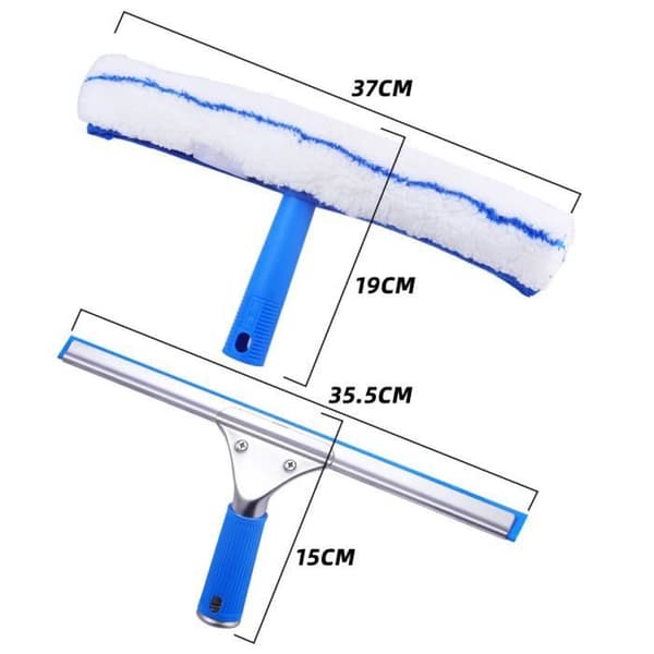 Professionell fönsterskrapa med mikrofiberborste, bredd 35,5 cm