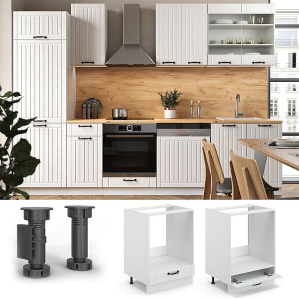 Meuble för ugn Fame-Line, 60cm, PT Marmor, Vit lantstil, Vit, Vicco