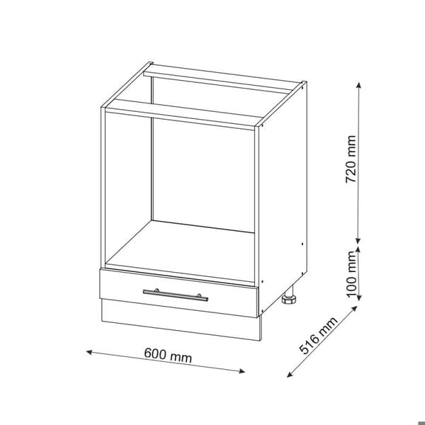 Meuble för ugn Fame-Line, 60 cm, PT Ek, Vit lantlig, Antracit, Vicco