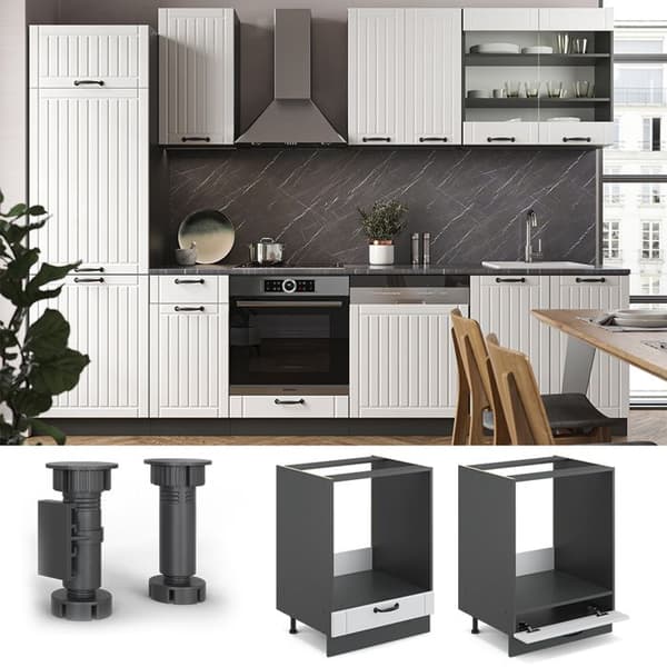 Meuble för ugn Fame-Line, 60 cm, PT Ek, Vit lantlig, Antracit, Vicco
