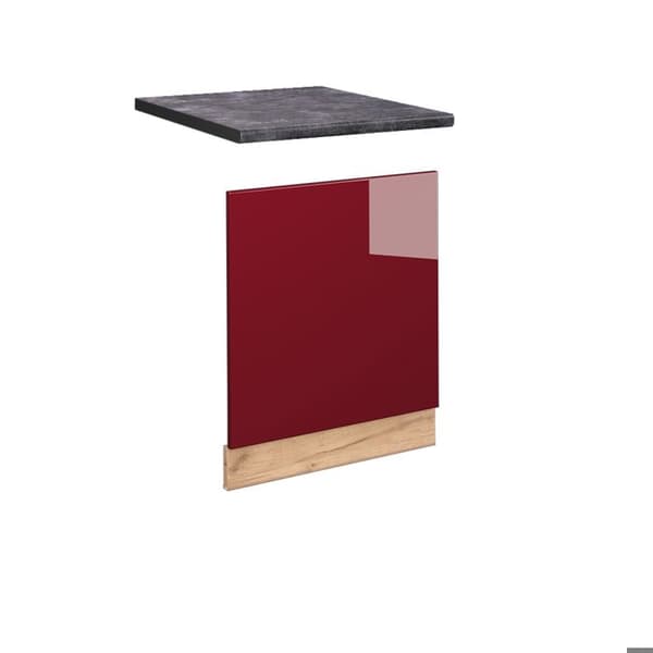 Fasad Berömmelse-Linje, 60 cm, PT Antracit, Bordeaux Röd Hög Glans, Guld Ektålighet, Vicco