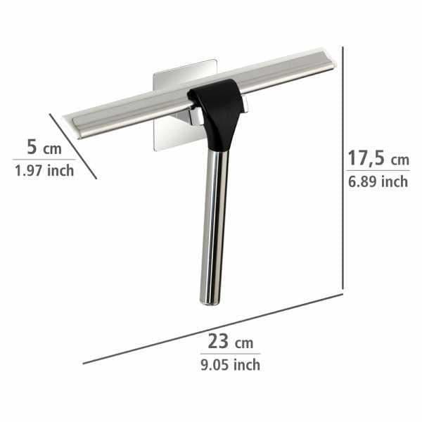 Quadro duschskrapa, badrumsskrapa, väggfäste, "Turbo Loc"® borrfri fixering, rostfritt stål, 23x17,5x5 cm,