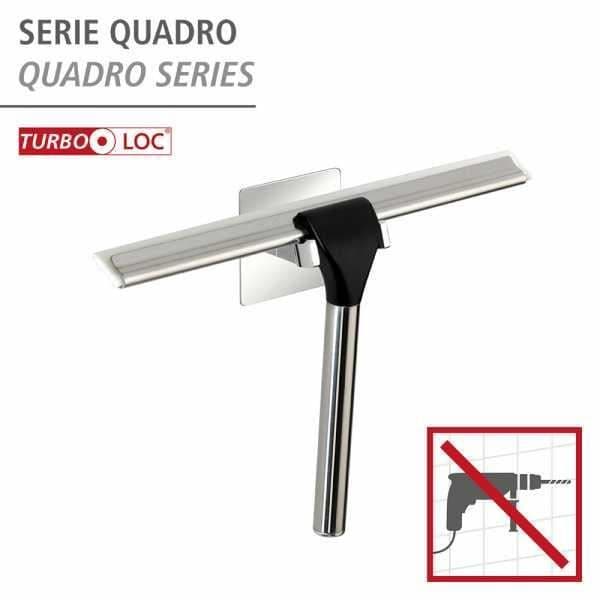 Quadro duschskrapa, badrumsskrapa, väggfäste, "Turbo Loc"® borrfri fixering, rostfritt stål, 23x17,5x5 cm,