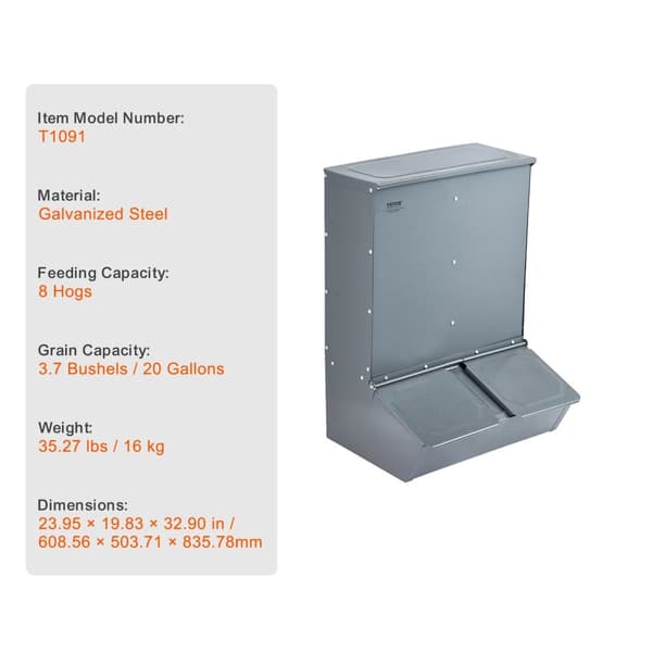 Hog Foder, Holdbart Galvaniseret Stål, 8 Svinekappecity,T1091