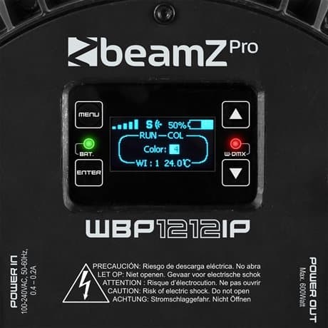 BeamZPro WBP1212IP Batt PAR IP65 12x 12W 6in