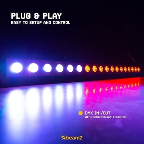 BeamZ LCB183 DMX LED-bar med 18x 4W RGB-lysdioder i 3 sektioner