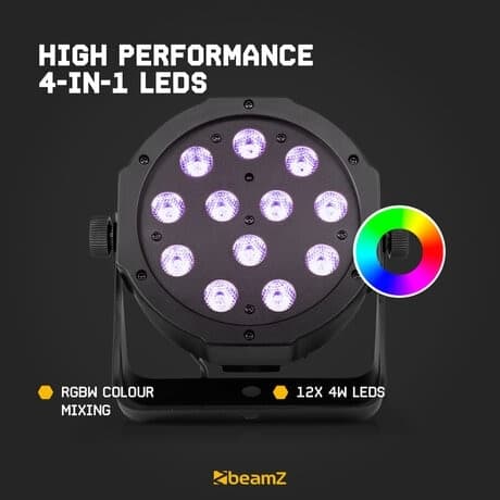BeamZ SlimPar37 LED par med 12x 4W RGBW LED och DMX - Inkl. fjärrkontroll
