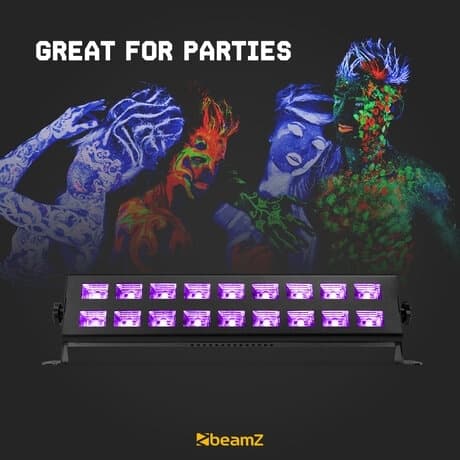 BeamZ BUV293 LED blacklight bar med 18 kraftfulla UV-LED