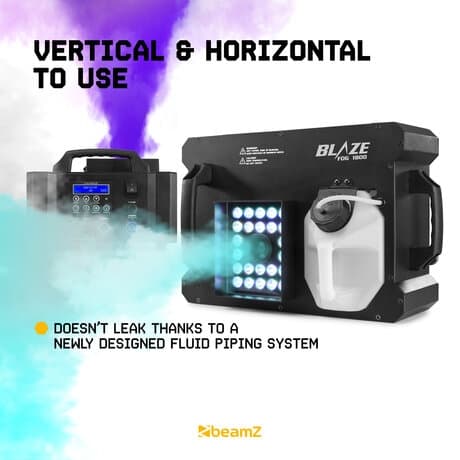 BeamZ rökmaskin BLAZE1800 - Horisontell och vertikal rökmaskin med ljus - 1800W