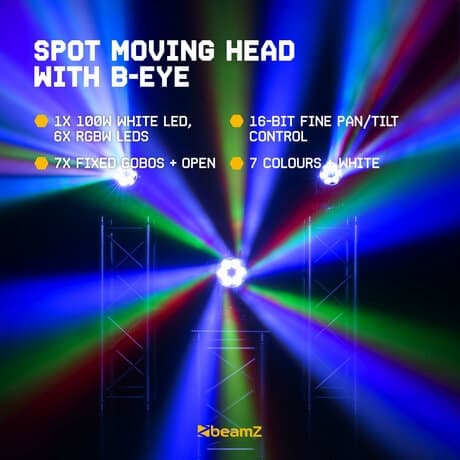 BeamZ Cobra160 -100 Watt Spot Moving Head med 6x 10 Watt RGBW B-Eye