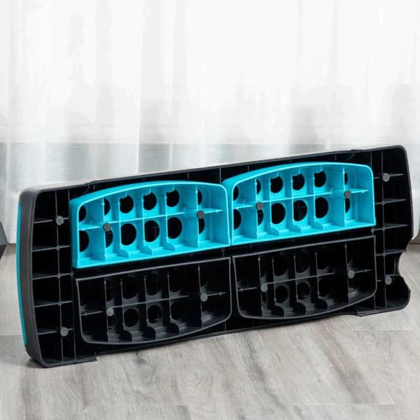 Rootz Aerobic Stepper - Justerbar Træningsstepper - 3-trins - Højdejusterbar - Skridsikker stepbræt - Hjem & Kontor - Sort + Blå - 78 x 28 x 20 cm