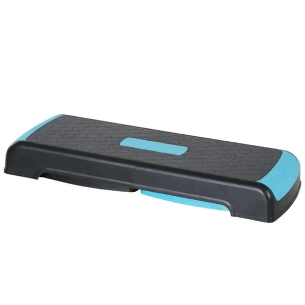 Rootz Aerobic Stepper - Justerbar Træningsstepper - 3-trins - Højdejusterbar - Skridsikker stepbræt - Hjem & Kontor - Sort + Blå - 78 x 28 x 20 cm