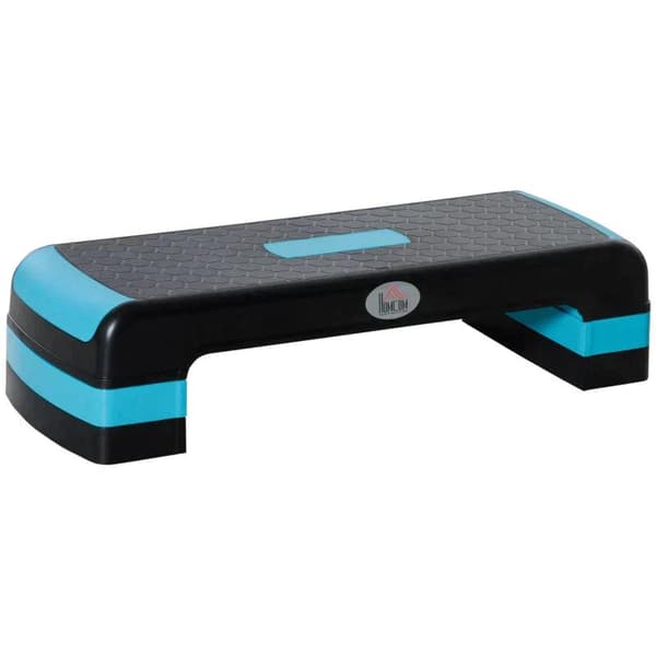 Rootz Aerobic Stepper - Justerbar Træningsstepper - 3-trins - Højdejusterbar - Skridsikker stepbræt - Hjem & Kontor - Sort + Blå - 78 x 28 x 20 cm