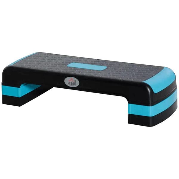 Rootz Aerobic Stepper - Justerbar Træningsstepper - 3-trins - Højdejusterbar - Skridsikker stepbræt - Hjem & Kontor - Sort + Blå - 78 x 28 x 20 cm