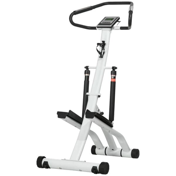 Rootz Treadle Machine - Stepper med 12 motståndsnivåer - LCD-skärm - 2 hjul - Vit + Svart - 80 cm x 61 cm x 134 cm