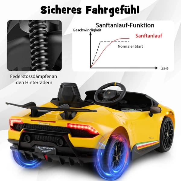 Barnens Elbil, Lamborghini 12V, 118.5x63x48 cm, Rosa