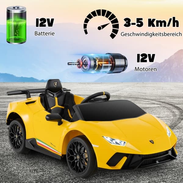 Barnens Elbil, Lamborghini 12V, 118.5x63x48 cm, Rosa
