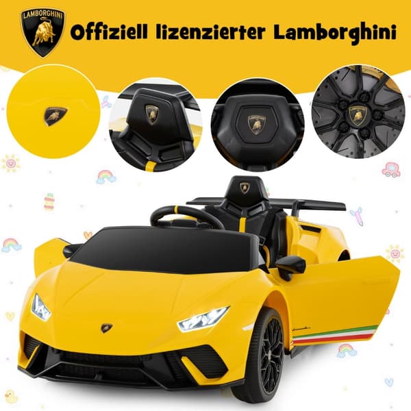 Barnens Elbil, Lamborghini 12V, 118.5x63x48 cm, Rosa