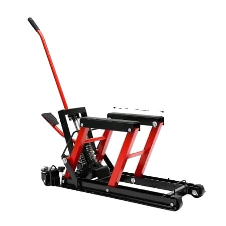 Hydraulisk motorcykellift, 680 kg kapacitet, justerbar højde 115-365 mm, holdbar jernstruktur,Rød