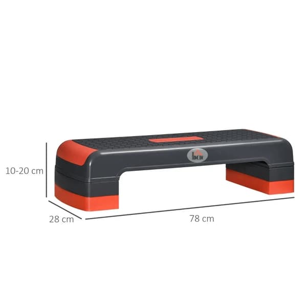 Rootz Stepper - Korkeussäädettävä - Aerobinen Stepper - Muovi - Liukumaton pinta - Punainen + Musta - 78L x 28W x 10/15/20K cm
