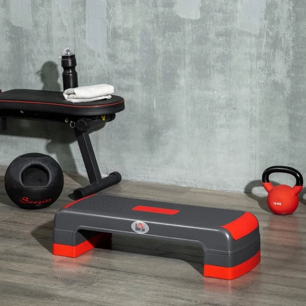 Rootz Stepper - Korkeussäädettävä - Aerobinen Stepper - Muovi - Liukumaton pinta - Punainen + Musta - 78L x 28W x 10/15/20K cm